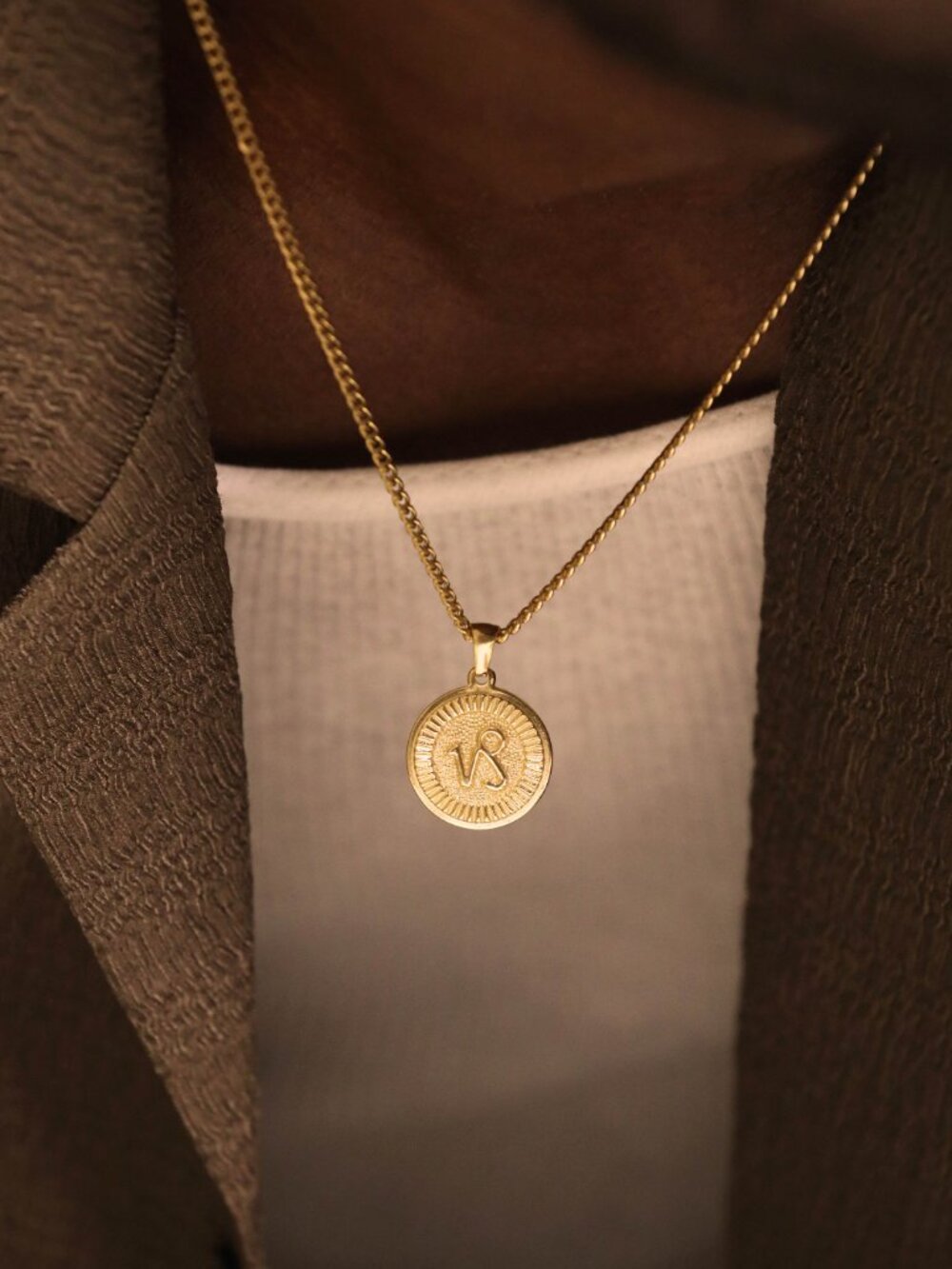 Men's Gold Capricorn Pendant Necklace